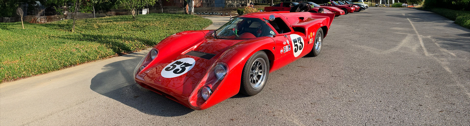 Red race car at ICC car show.