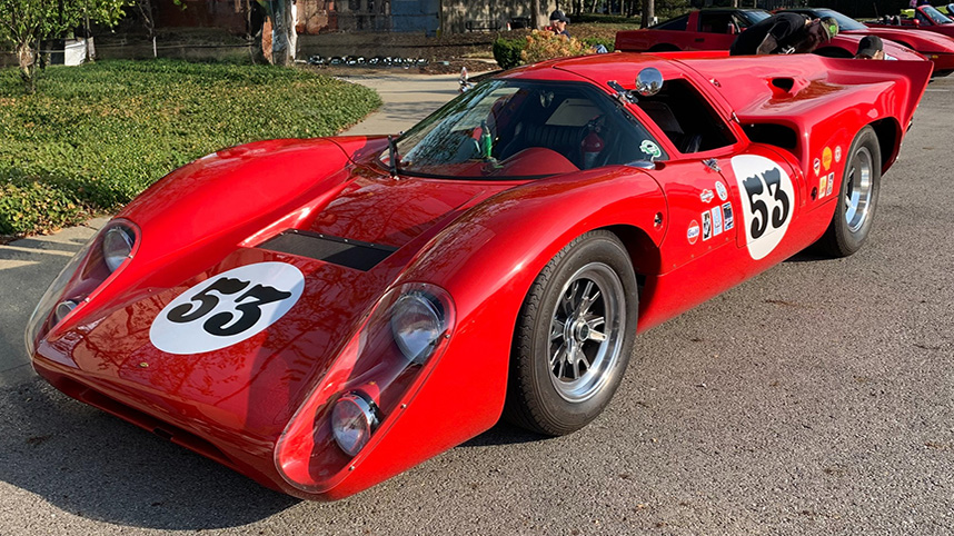 Red race car at ICC car show.