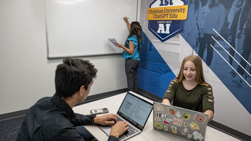 Students in a study room.