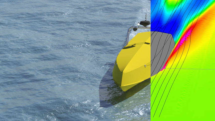 Scanning equipment working on ocean.