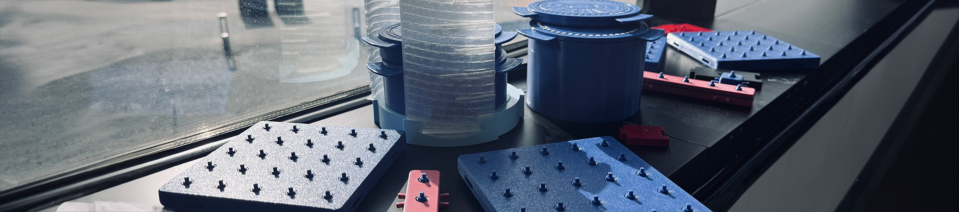 Tactile visualization tools for middle school math. Plastic discs and plates.