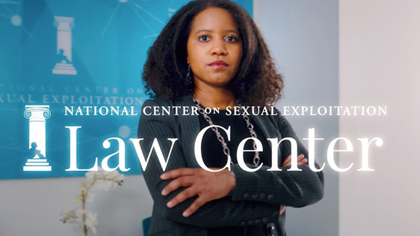 Christen Price and the National Center on Sexual Exploitation Law Center logo.
