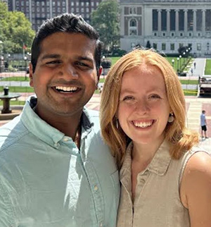 Rufus and Sarah Mathew on the campus of Columbia University in New York.