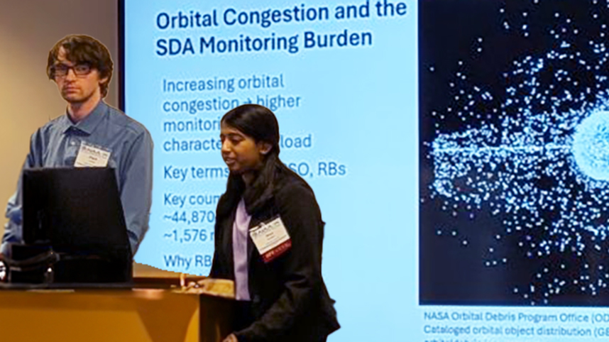 Elijah Lewis and Doxa Kudari present research on orbital debris.