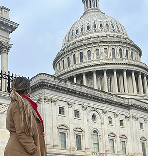 Amelia Elkins at the U. S. Capitol building.