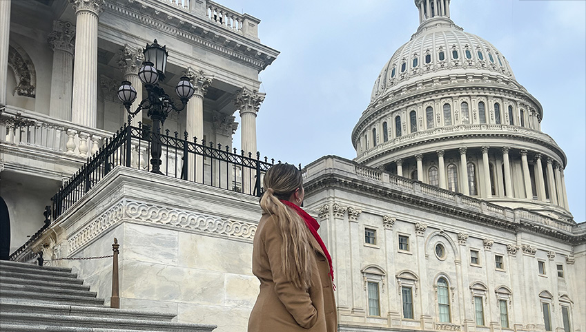 Amelia Elkins at the U. S. Capitol building.