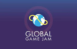 Global Game Jam logo is a globe with an infinity symbol on a purple background.