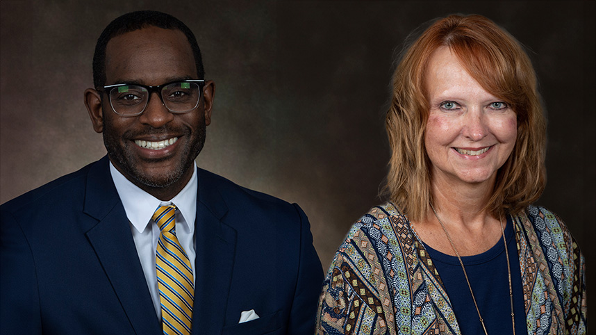 Cedarville University's faculty and staff members of the year for 2025-2026, Dr. Kevin Jones and Rhonda Dodson.