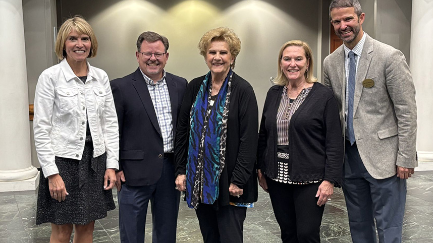 Cedarville pharmacy and graduate school faculty with Lucy Malmberg and her sister Gloria Bartow.