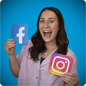 Malena ball with social media symbols for Facebook and Instagram.