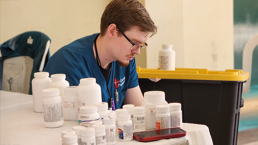 Thomas Bonifield sorts prescription drugs.