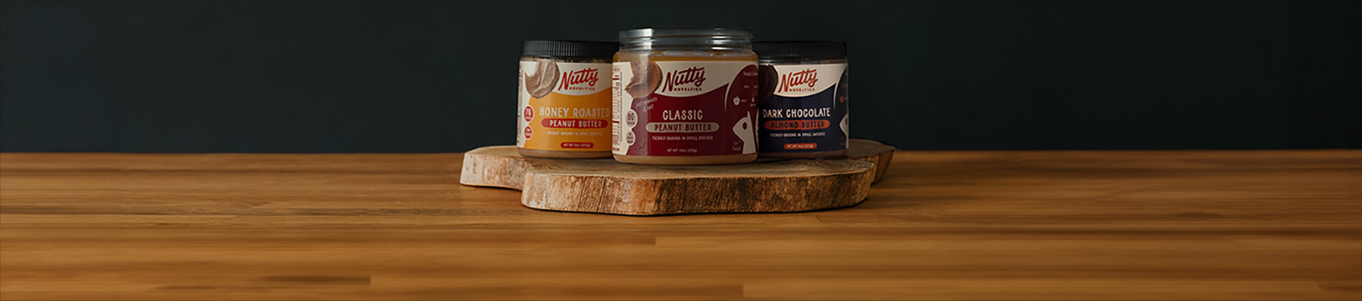 Three jars of Nutty Novelties nut butter.