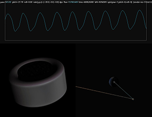 A computer graphic showing how light reflects off of orbital debris.