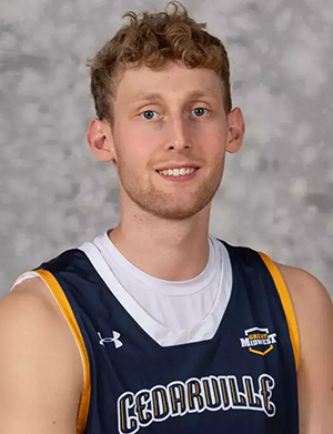 Ondrej Plasil in Cedarville University basketball jersey.
