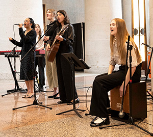 Rekindle leading worship at prayer event in the Ohio Statehouse.