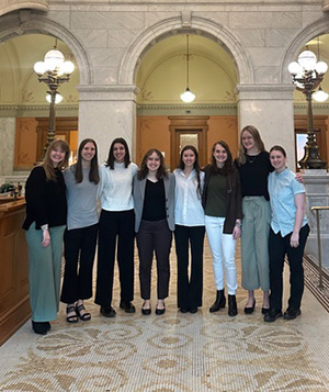 Cedarville's all female worship group, ReKindle, in the Ohio Statehouse.