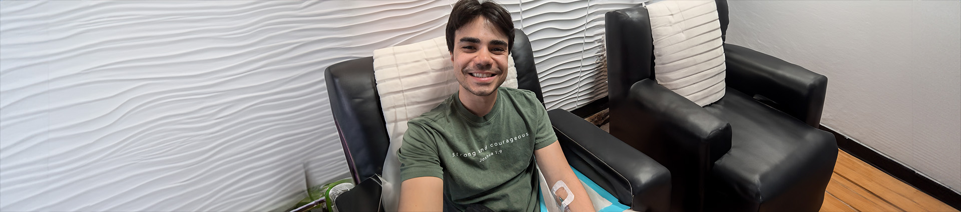 Sam Sofio receiving a treatment for Lyme disease.