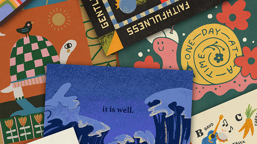 Colorful greeting cards made by Victory Garden Studio.