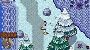 A snowy scene form the video game