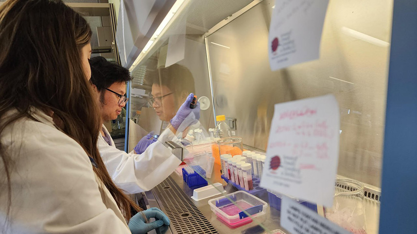 Thurein Zan working in the pharmacy lab.