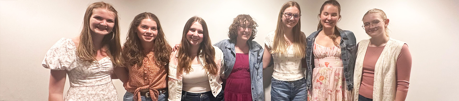 Seven young ladies who will lead the Delight Ministries chapter at Cedarville University.