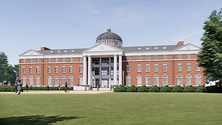 Mockup of new Academic Center building.