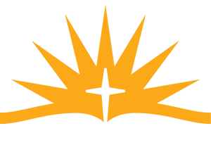 Cedarville University golden torch logo with cross-shaped flame