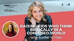 Promotional graphic for a Heidi St John podcast with special guest, Rachel Kimble