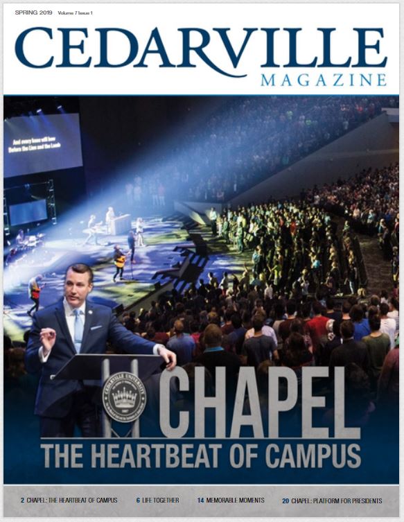 Magazine cover with Dr. White preaching in chapel