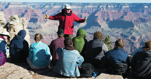 Dr. John Whitmore teaching students at the Grand Canyon.