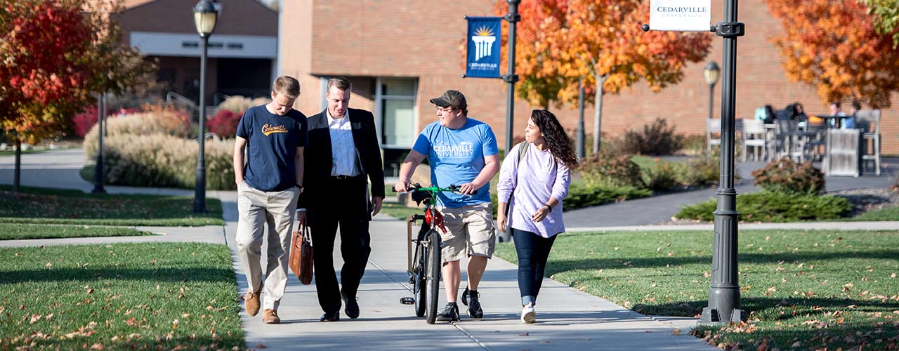 President White walks with students