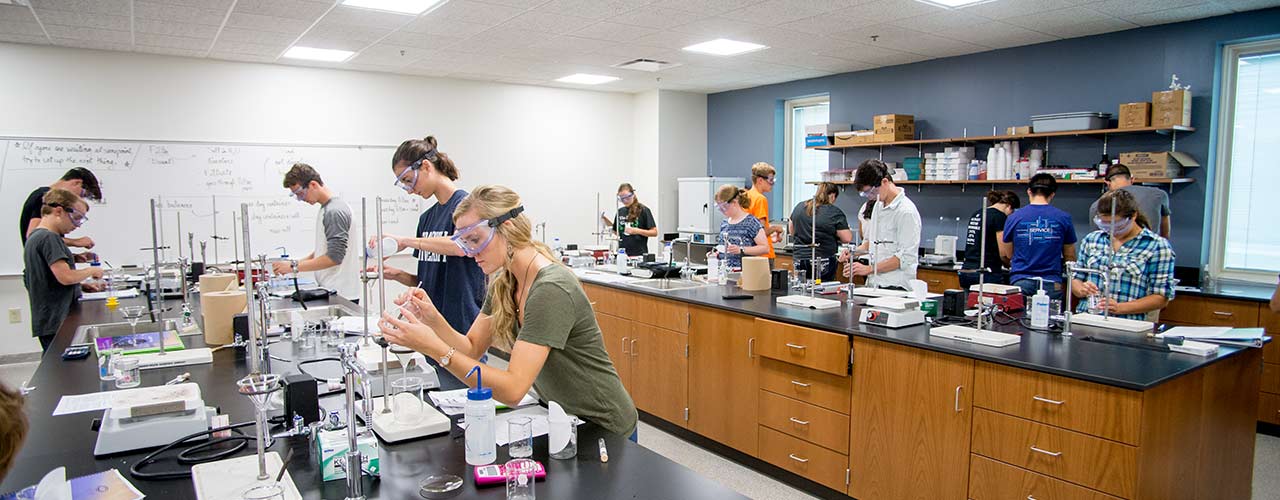 Students performing experiments in Cedarville's state of the art labs