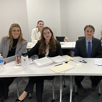 Cedarville students participating in a mock trial