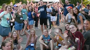 Cedarville Summer Academic Camp students waving.