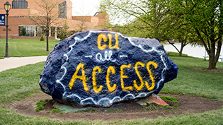 The Cedarville rock is painted to welcome All Access students