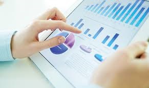 Tablet screen with analytics displayed