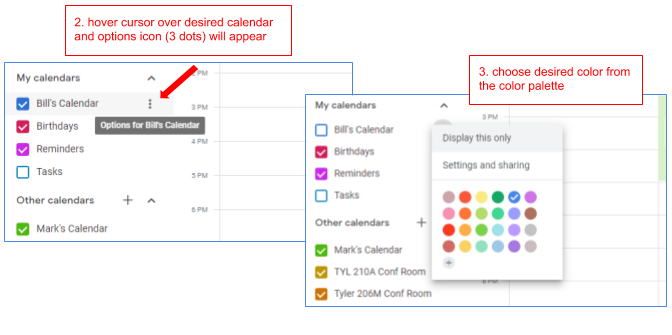Change the color of a Google Calendar.