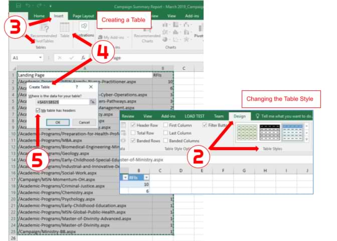 How to convert data in Excel into a table