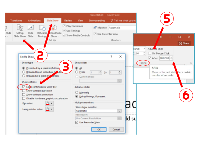 how to repeat presentation in powerpoint