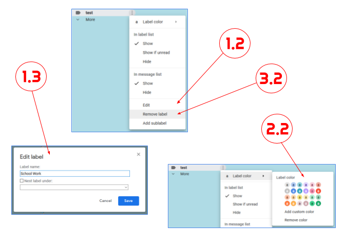 How to edit and delete labels in Google Mail.