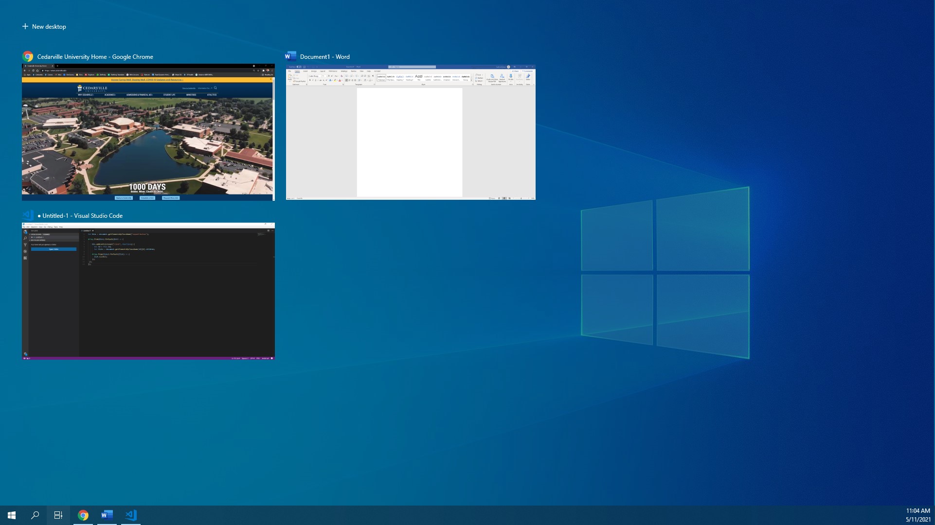Windows 10 Window Selection Screen