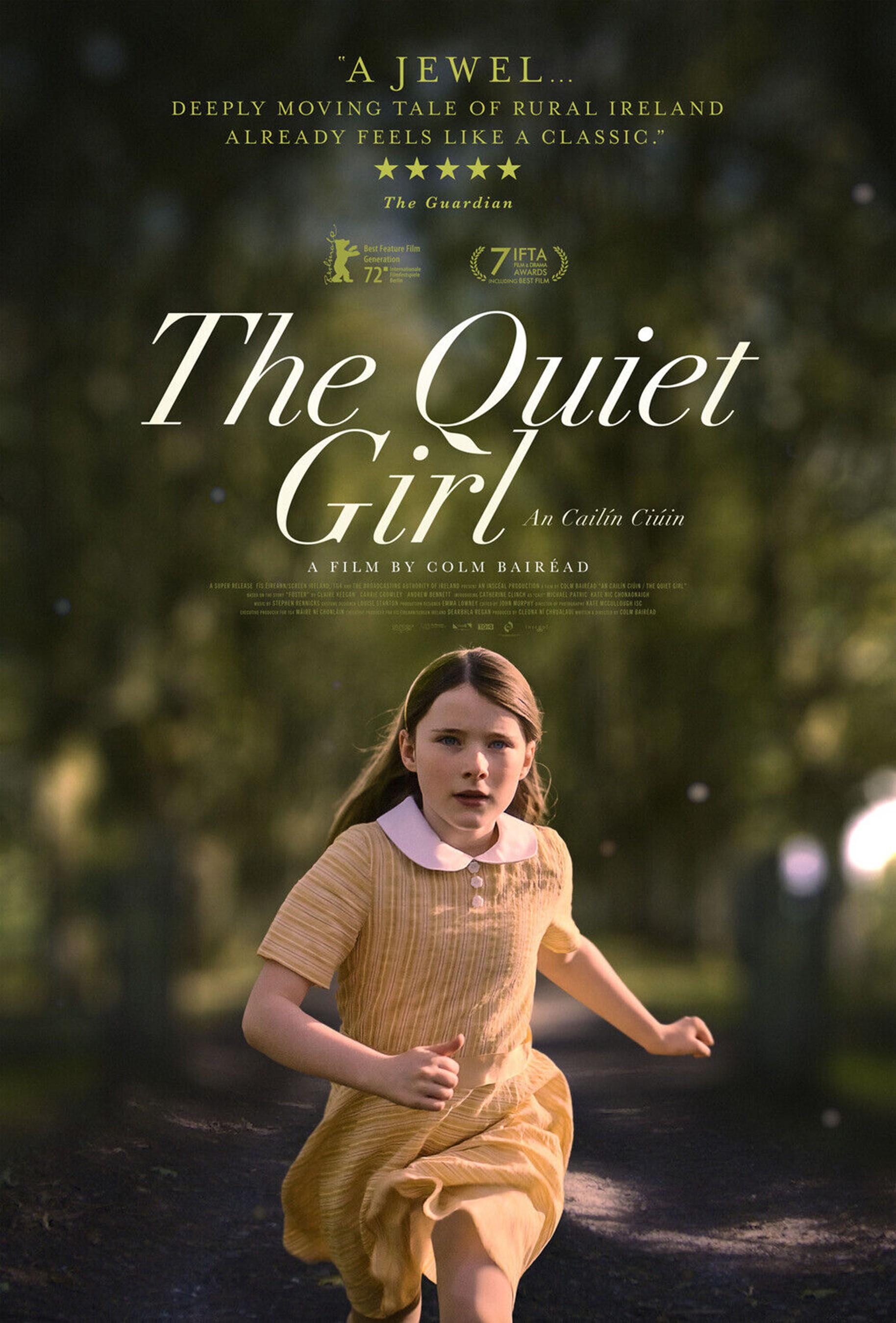 The Quiet Girl movie poster girl in yellow dress running towards camera