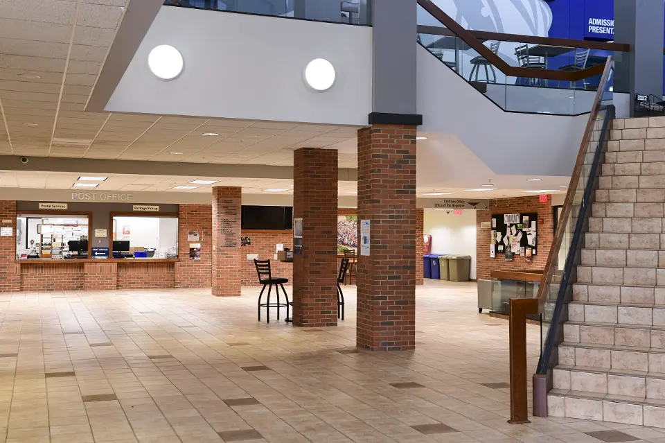 Stevens Student Center lower lobby empty