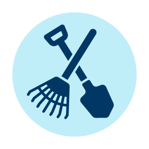 rake and shovel icon