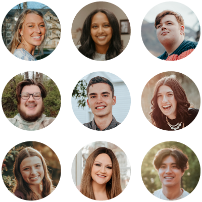 Photo grid of students