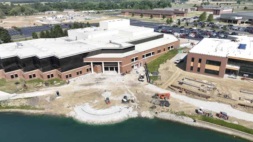 Construction aerial shot at Cedarville University.