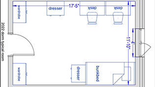New Women's Residence Hall 2022 room layout